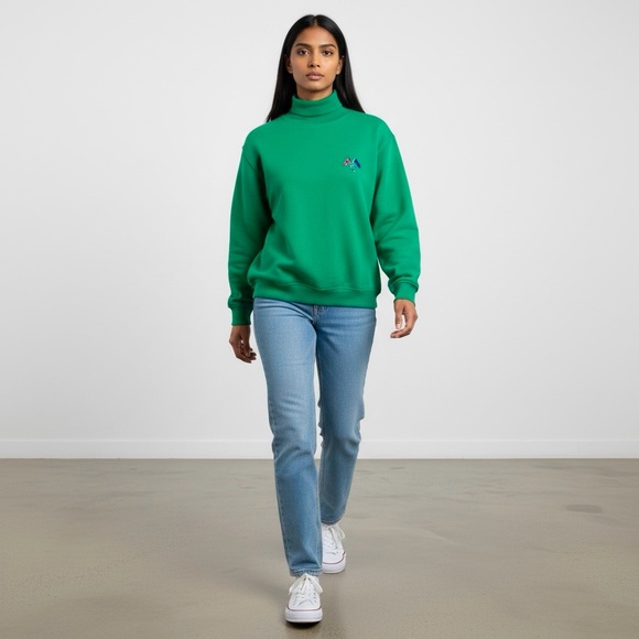 GAP Fleece Women’s Emerald Green Turtleneck Sweater Pullover Long Sleeve Size S - Picture 3 of 10